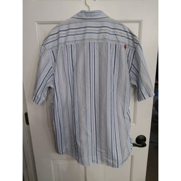 $Y2K Mens XXL Hilfiger Shirt Red Label Button up striped linen/cotton embroidery - Picture 7 of 9